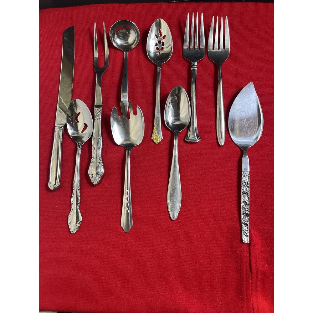 Lot Of 10 Stainless Steel Serving Utensils Great Brands & Patterns